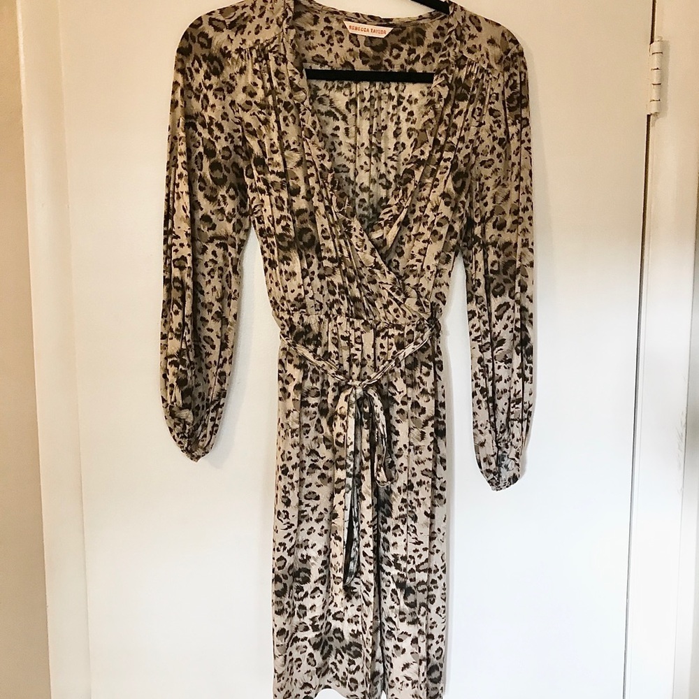 Rebecca Taylor leopard wrap dress sz8